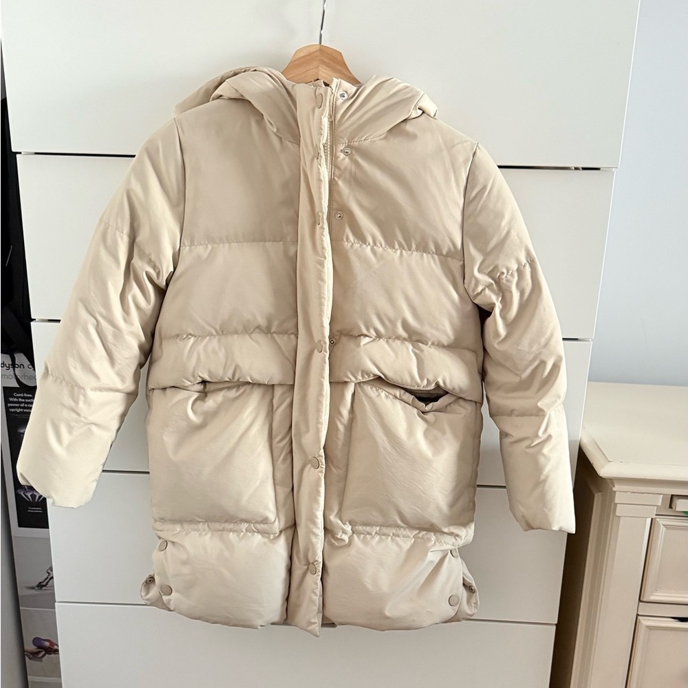 Zara Beige Down Puffer Jacket